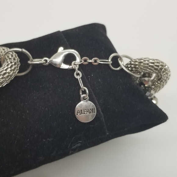 Alfani silver tone mesh chain bracelet with gunmetal beads - Picture 3 of 4